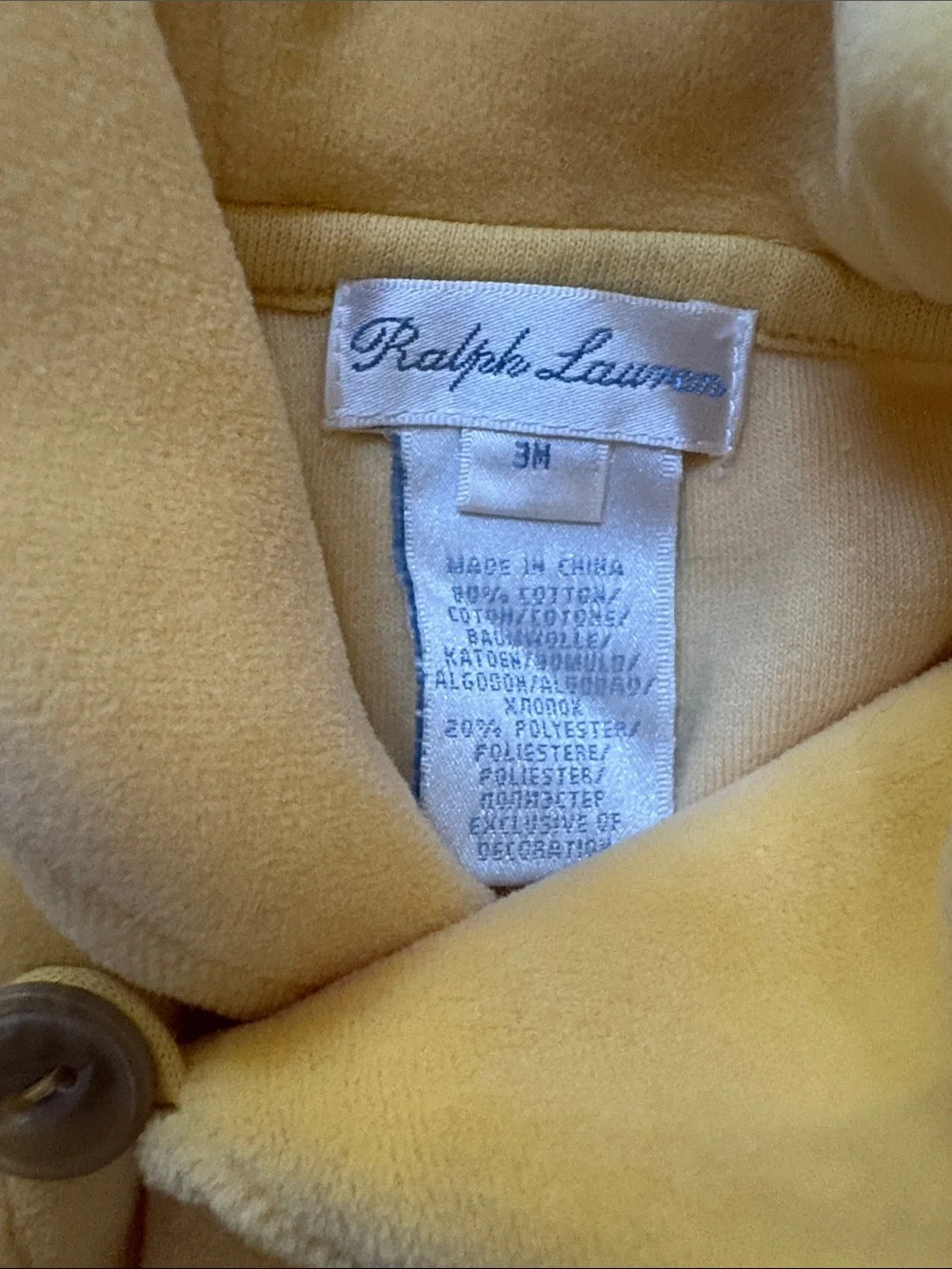 Ralph Lauren Yellow Fleece Footed Baby One-Piece